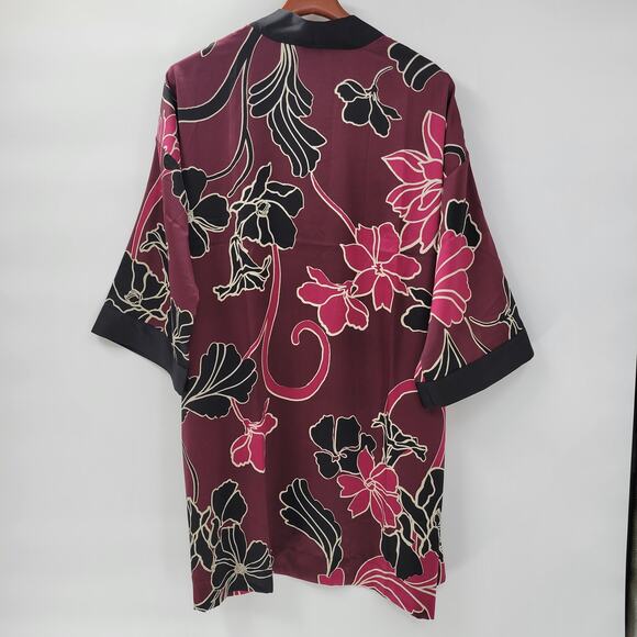 Chicos Travelers Kimono Jacket L/XL Deep Chianti Purple Floral Open Front NWT - Picture 3 of 16